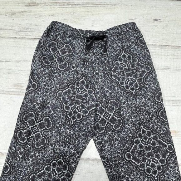 REVOLVE Overlover Pants Yucca Linen Printed Purple Green High Rise Drawstring 30 - Picture 2 of 14